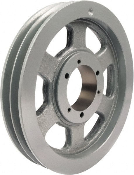 TB Wood's - 2 Groove, 1/2 to 2-15/16 Bore Diam, 25.35" Outside Diam, QD Bushed V Belt Sheave - 24.6 A Diam Belt Pitch - Exact Tooling
