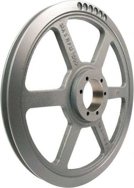 TB Wood's - 1 Groove, 1/2 to 2-15/16 Bore Diam, 25.35" Outside Diam, QD Bushed V Belt Sheave - 24.6 A Diam Belt Pitch - Exact Tooling