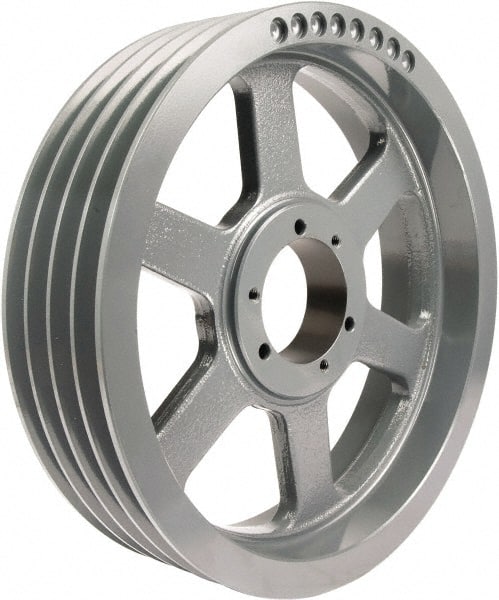 TB Wood's - 4 Groove, 1/2 to 2-15/16 Bore Diam, 15-3/4" Outside Diam, QD Bushed V Belt Sheave - 15.0 A Diam Belt Pitch - Exact Tooling