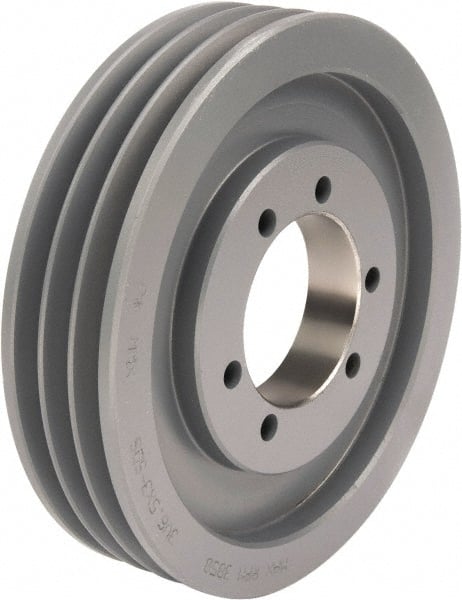 TB Wood's - 3 Groove, 1/2 to 1-15/16 Bore Diam, 6.9" Outside Diam, QD Bushed V Belt Sheave - 6.90 3V Diam Belt Pitch - Exact Tooling