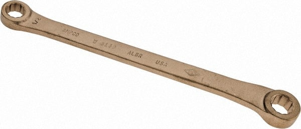 Ampco - 1/2" x 9/16" 12 Point Offset Box Wrench - Double End, 9-1/2" OAL, Aluminum Bronze - Exact Tooling
