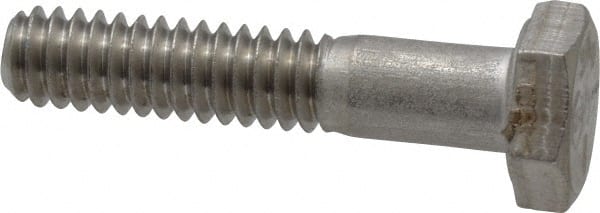 Made in USA - 1/4-20 UNC, 1-1/4" Length Under Head Hex Head Cap Screw - Grade 18-8 Stainless Steel, Uncoated, 7/16" Hex - Exact Tooling
