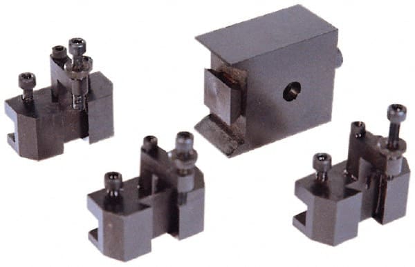 Value Collection - Series Micro Tool Post Holder & Set for 5 to 8" Lathe Swing - 4 Piece - Exact Tooling