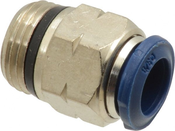 Alpha Technologies - 3/8" Outside Diam, 3/8 Universal Thread, Nickel Plated Brass Push-to-Connect Male Connector - 250 Max psi, Tube to Universal Thread Connection, Buna O-Ring - Exact Tooling