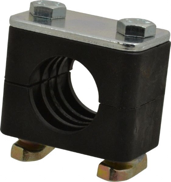 HYDAC - 1.97" Wide x 1.69" High x 1.18" Deep, Polypropylene Standard Duty C-Rail Mount Vibration-Control Clamp - Carbon Steel Plate, Mount with C-Rail Nuts, Top plates, Clamp Pairs, and Bolts - Exact Tooling