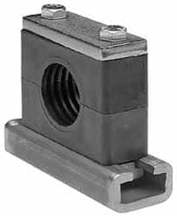 HYDAC - 5.51" Wide x 4.33" High x 1.77" Deep, Polypropylene Heavy Duty C-Rail Mount Vibration-Control Clamp - Carbon Steel Plate, Mount with C-Rail Nuts, Top plates, Clamp Pairs, and Bolts - Exact Tooling