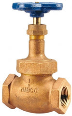 NIBCO - 1-1/2" Pipe, Threaded Ends, Bronze Integral Oxygen Service Globe Valve - PTFE Disc, Union Bonnet, 300 psi WOG, 150 psi WSP, Class 150 - Exact Tooling