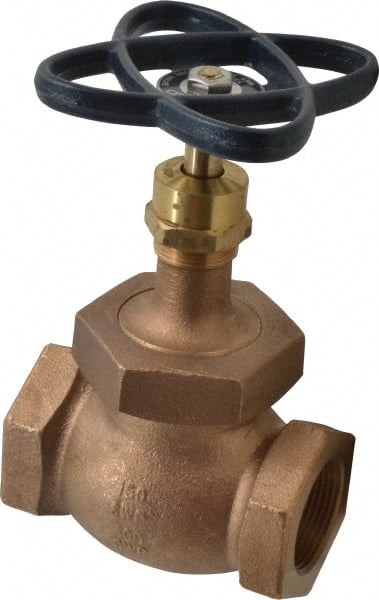 NIBCO - 1-1/4" Pipe, Threaded Ends, Bronze Integral Globe Valve - PTFE Disc, Screw-In Bonnet, 200 psi WOG, 125 psi WSP, Class 125 - Exact Tooling
