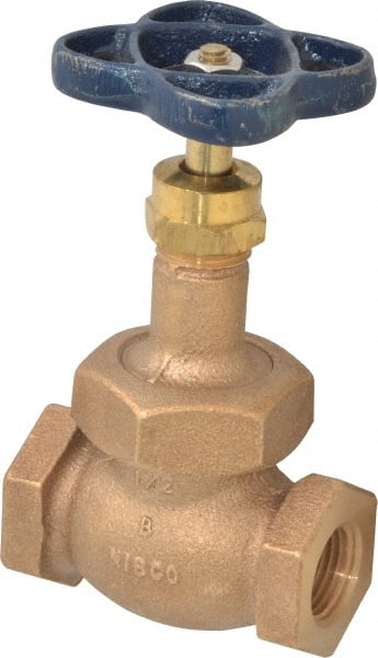 NIBCO - 1/2" Pipe, Threaded Ends, Bronze Integral Globe Valve - PTFE Disc, Screw-In Bonnet, 200 psi WOG, 125 psi WSP, Class 125 - Exact Tooling