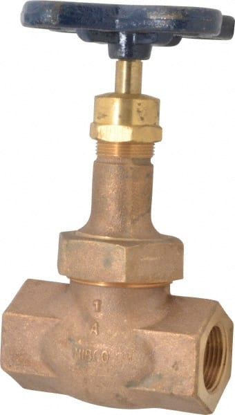 NIBCO - 1" Pipe, Threaded Ends, Bronze Integral Globe Valve - Bronze Disc, Union Bonnet, 600 psi WOG, 300 psi WSP, Class 300 - Exact Tooling