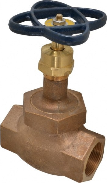 NIBCO - 1-1/2" Pipe, Threaded Ends, Bronze Integral Globe Valve - Bronze Disc, Union Bonnet, 600 psi WOG, 300 psi WSP, Class 300 - Exact Tooling