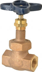 NIBCO - 1/2" Pipe, Threaded Ends, Bronze Renewable Full Plug Disc Globe Valve - Alloy Threads Disc, Union Bonnet, 600 psi WOG, 300 psi WSP, Class 300 - Exact Tooling