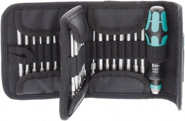 Wera - 33 Piece, 1/4" Drive Screwdriver Power Bit Set - #1, #2 & #3 Phillips, Tamperproof 2 to 6mm Hex, Tamperproof TR8 to TR40 Torx, #1, #2 & #3 Pozidriv, 1.2x6.5mm Slotted, #6, #8 & #10 Torq, #1, #2, #3 & #4 Tri-Wing, #4, #6, #8 & #10 Spanner - Exact Tooling