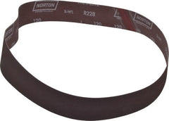 Norton - 2" Wide x 42" OAL, 120 Grit, Aluminum Oxide Abrasive Belt - Aluminum Oxide, Fine, Coated, Series R228 - Exact Tooling