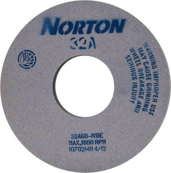 Norton - 14" Diam x 5" Hole x 1" Thick, I Hardness, 60 Grit Surface Grinding Wheel - Aluminum Oxide, Type 1, Medium Grade, 1,800 Max RPM, Vitrified Bond - Exact Tooling