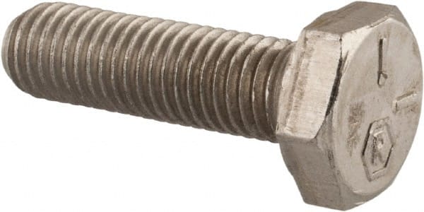 Made in USA - 1/4-28 UNF, 7/8" Length Under Head Hex Head Cap Screw - Grade 18-8 Stainless Steel, Uncoated, 7/16" Hex - Exact Tooling