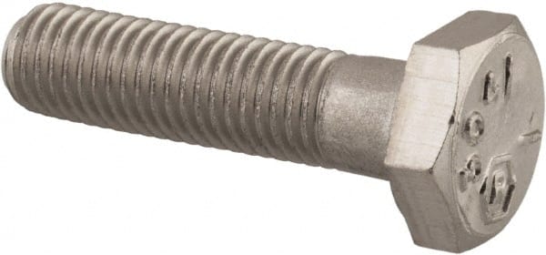 Made in USA - 1/4-28 UNF, 1" Length Under Head Hex Head Cap Screw - Grade 18-8 Stainless Steel, Uncoated, 7/16" Hex - Exact Tooling