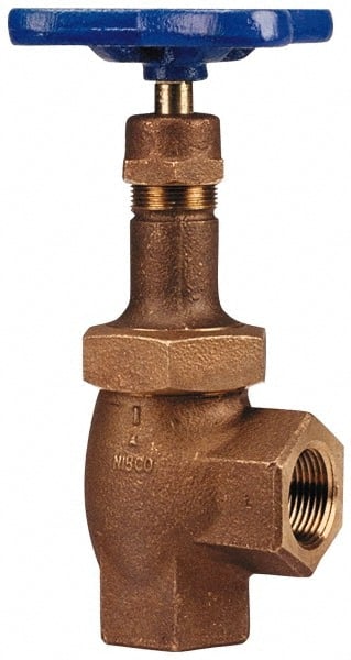NIBCO - 2" Pipe, Class 300, Threaded Bronze Renewable Angle Gate Valve - 600 WOG, 300 WSP, Union Bonnet - Exact Tooling
