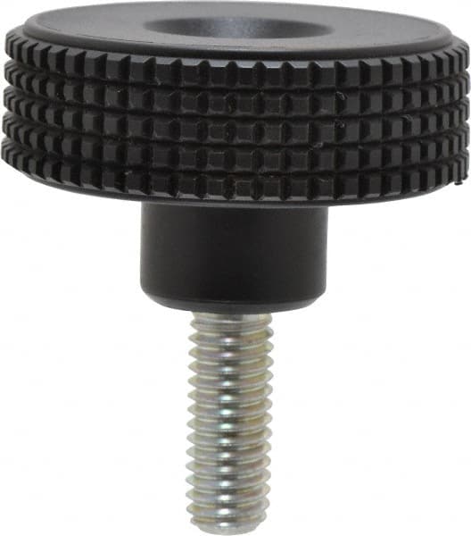 Elesa - 1.96" Head, Knurled Knob - Threaded Stem, Plastic - Exact Tooling