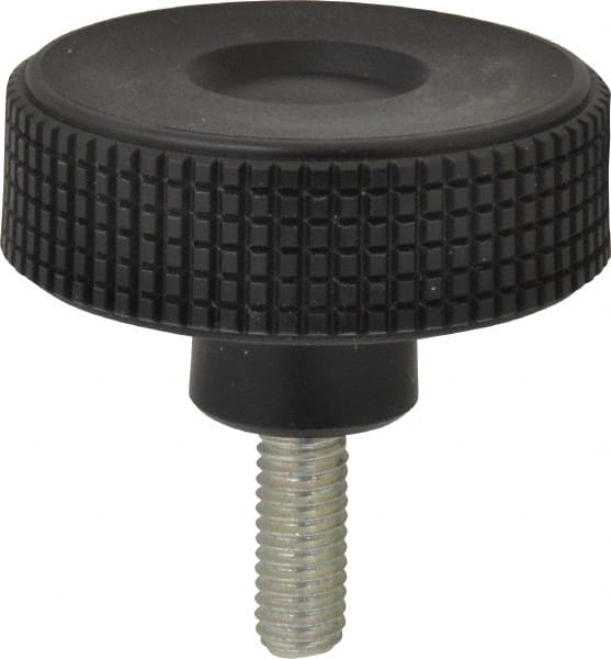 Elesa - 2.36" Head, Knurled Knob - Threaded Stem, Plastic - Exact Tooling