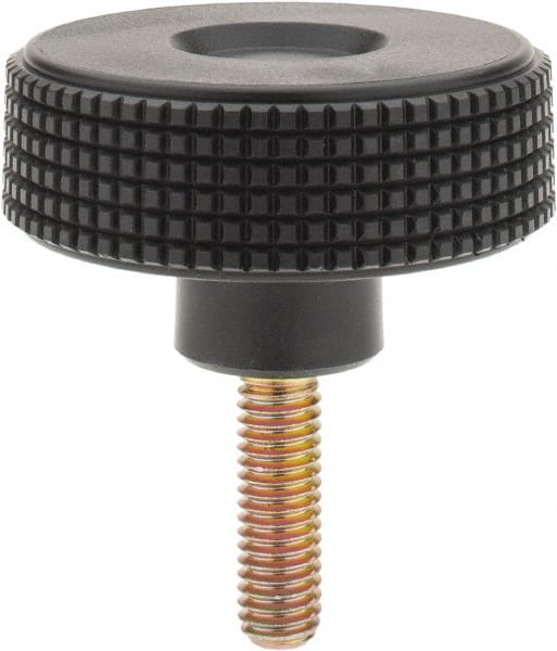 Elesa - 2.36" Head, Knurled Knob - Threaded Stem, Plastic - Exact Tooling