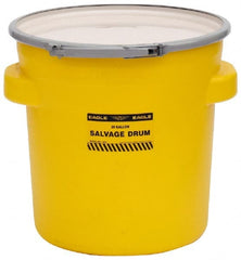 Eagle - 20 Gallon Capacity, Metal Lever Lock, Yellow Salvage Drum - 5 Gallon Container, 165 Lb. Capacity, Polyethylene, UN 1H2/X75/S Listing - Exact Tooling