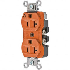 Hubbell Wiring Device-Kellems - 125V 20A NEMA 5-20R Commercial Grade Orange Straight Blade Duplex Receptacle - Exact Tooling
