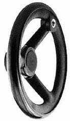 Jergens - 4 Inch, 3 Spoke Offset Handwheel - 1-1/16 Inch Hub, Plastic, Black Oxide Finish - Exact Tooling