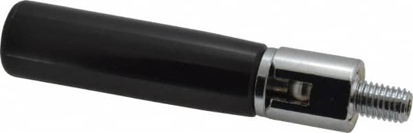 Jergens - M10x1.5 Threaded Stem, Revolving (Folding) Handwheel & Machine Handle - Nylon Cylindrical Handle, 9/16" Long Steel Stem, 3" Handle Length - Exact Tooling