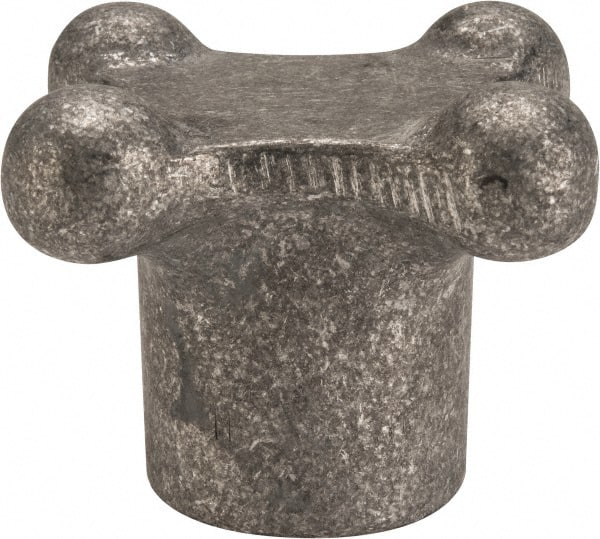 Jergens - 3" Head Diam, 4 Point Lobed Knob - 3/4" Hole, Aluminum - Exact Tooling