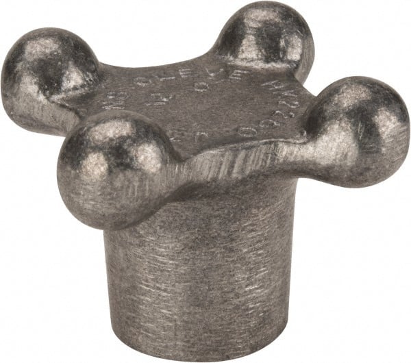 Jergens - 2-1/8" Head Diam, 4 Point Lobed Knob - 3/8-16 Hole, Aluminum - Exact Tooling