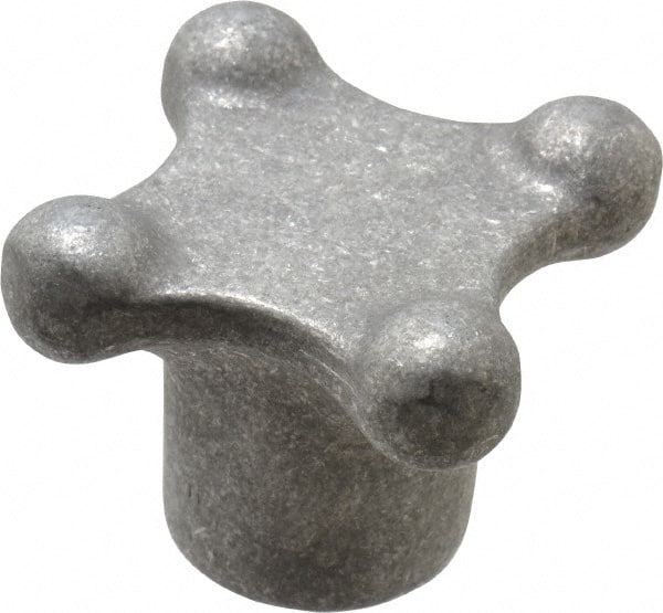 Jergens - 3" Head Diam, 4 Point Lobed Knob - 5/8-11 Hole, Aluminum - Exact Tooling