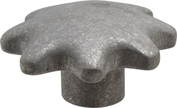 Jergens - 3-1/2" Head Diam, 6 Point Lobed (Palm-Grip) Knob - 1/2" Hole, Aluminum - Exact Tooling