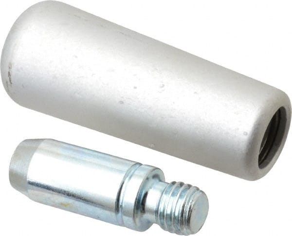 Jergens - 1/2-13 Threaded Stem, Revolving Handwheel & Machine Handle - Aluminum Cylindrical Handle, 1/2" Long Carbon Steel Stem, 2-7/8" Handle Length - Exact Tooling