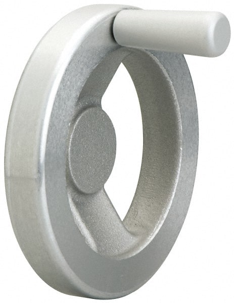 Jergens - 4", 2 Spoke Offset Handwheel with Handle - 1-3/16" Hub, Aluminum Alloy, Plain Finish - Exact Tooling