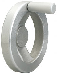 Jergens - 4", 2 Spoke Offset Handwheel with Handle - 1-3/16" Hub, Aluminum Alloy, Plain Finish - Exact Tooling