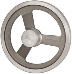 Jergens - 10", 3 Spoke Offset Handwheel - 2-3/8" Hub, Aluminum Alloy, Plain Finish - Exact Tooling