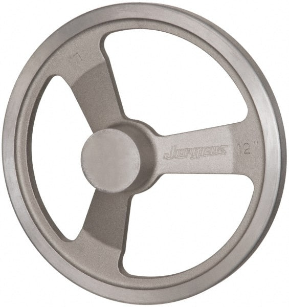 Jergens - 12", 3 Spoke Offset Handwheel - 2-1/2" Hub, Aluminum Alloy, Plain Finish - Exact Tooling