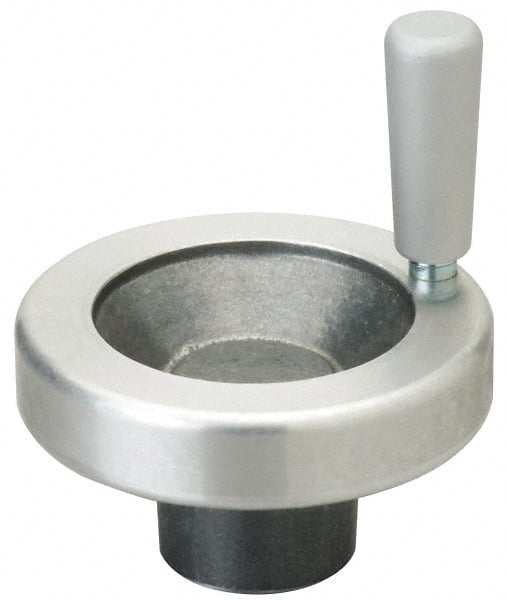 Jergens - 3" Diam, 1-1/4" Hub Diam, Grade #319, Aluminum Alloy, Angular Handwheel with Handle - 1-7/32" Hub Length, 5/8 Smaller to 1-11/16" Larger Diam - Exact Tooling