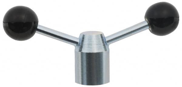 Jergens - 2 Offset Arms, Cadmium Plated, Blank Clamping Handle - 3/8 Inch Arm Diameter, 1-1/4 Inch Hub Diameter, 1 Inch Ball Diameter - Exact Tooling