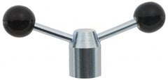 Jergens - 2 Offset Arms, Cadmium Plated, Blank Clamping Handle - 3/8 Inch Arm Diameter, 1-1/4 Inch Hub Diameter, 1 Inch Ball Diameter - Exact Tooling