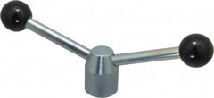 Jergens - 2 Offset Arms, 5/8-11 Inch Hole, Cadmium Plated, Tapped Clamping Handle - 15/16 Inch Deep Hole, 1/2 Inch Arm Diameter, 1-1/2 Inch Hub Diameter, 1-3/8 Inch Ball Diameter - Exact Tooling