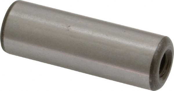 Jergens - 1/2" Diam x 1-1/2" Pin Length C-1215 Alloy Steel Pull Out Dowel Pin - C 47-58 & C 60-64 (Surface) Hardness, 1 Beveled & 1 Threaded End - Exact Tooling