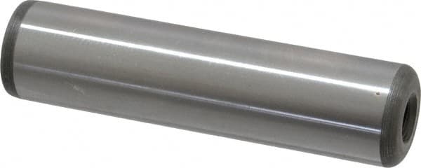 Jergens - 3/4" Diam x 3" Pin Length C-1215 Alloy Steel Pull Out Dowel Pin - C 47-58 & C 60-64 (Surface) Hardness, 1 Beveled & 1 Threaded End - Exact Tooling