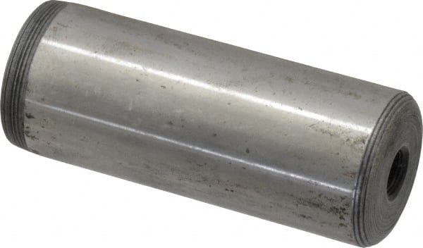 Jergens - 1" Diam x 2-1/2" Pin Length C-1215 Alloy Steel Pull Out Dowel Pin - C 47-58 & C 60-64 (Surface) Hardness, 1 Beveled & 1 Threaded End - Exact Tooling
