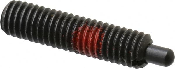 Jergens - 10-32, 3/4" Thread Length, 1/8" Plunger Projection, Steel Threaded Spring Plunger - 0.093" Max Plunger Diam, 3/4" Plunger Length, 2.9 Lb Init End Force, 11.1 Lb Final End Force, 3/32" Hex - Exact Tooling