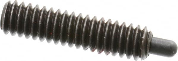 Jergens - 1/4-20, 1" Thread Length, 3/16" Plunger Projection, Steel Threaded Spring Plunger - 0.119" Max Plunger Diam, 1" Plunger Length, 3 Lb Init End Force, 13 Lb Final End Force, 1/8" Hex - Exact Tooling