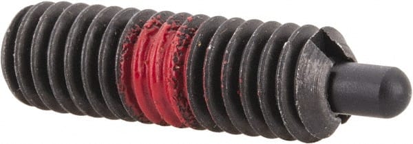 Jergens - 5/16-18, 1" Thread Length, 3/16" Plunger Projection, Steel Threaded Spring Plunger - 0.135" Max Plunger Diam, 1" Plunger Length, 3 Lb Init End Force, 15 Lb Final End Force, 5/32" Hex - Exact Tooling