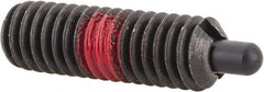 Jergens - 5/16-18, 1" Thread Length, 3/16" Plunger Projection, Steel Threaded Spring Plunger - 0.135" Max Plunger Diam, 1" Plunger Length, 3 Lb Init End Force, 15 Lb Final End Force, 5/32" Hex - Exact Tooling