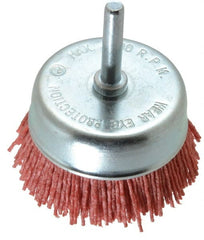 Value Collection - 3" Diam, 1/4" Hole Size Straight Wire Nylon Cup Brush - Coarse Grade, 4,500 Max RPM - Exact Tooling